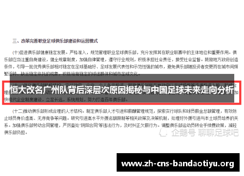 恒大改名广州队背后深层次原因揭秘与中国足球未来走向分析 恒大改名广州队背后深层次原因揭秘与中国足球未来走向分析